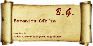 Baranics Géza névjegykártya